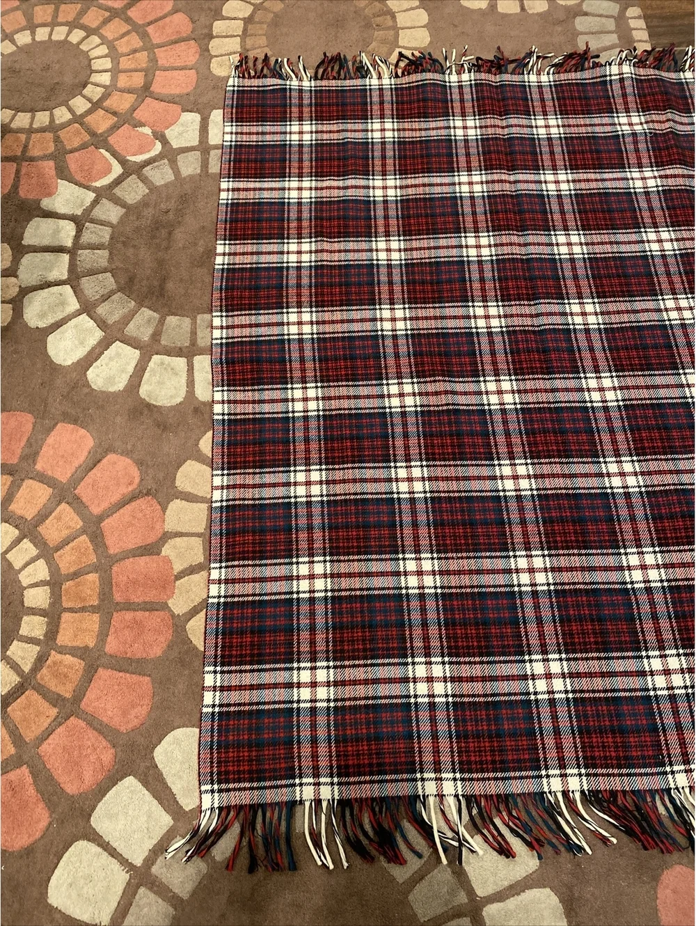 Vintage Pendleton 100% Wool Blanket Fringe Ends 51”x 61”